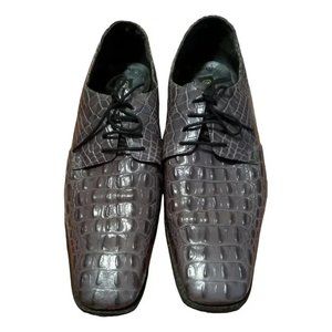 Stacy Adams Men's Grey Leather Crocodile Embossed Oxford Dress Shoes